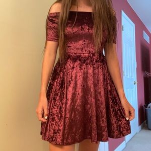 Xhilaration Maroon Crushed Velvet Dress